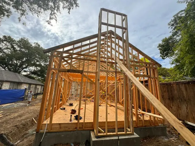 Wood framing of a new backyard ADU