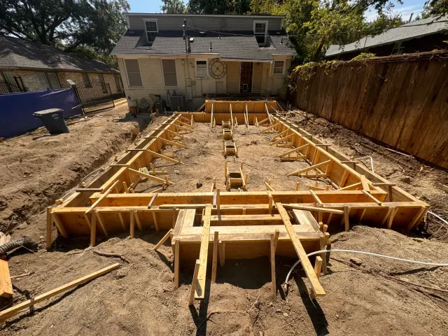 Foundation forms for a new backyard ADU