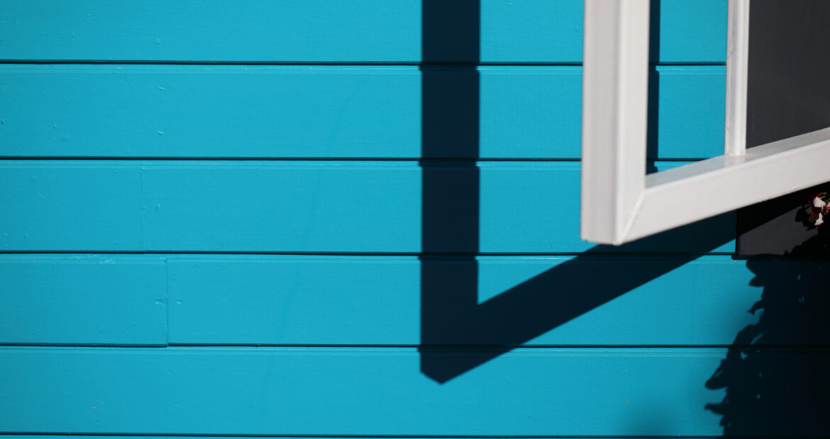 Blue wall with window